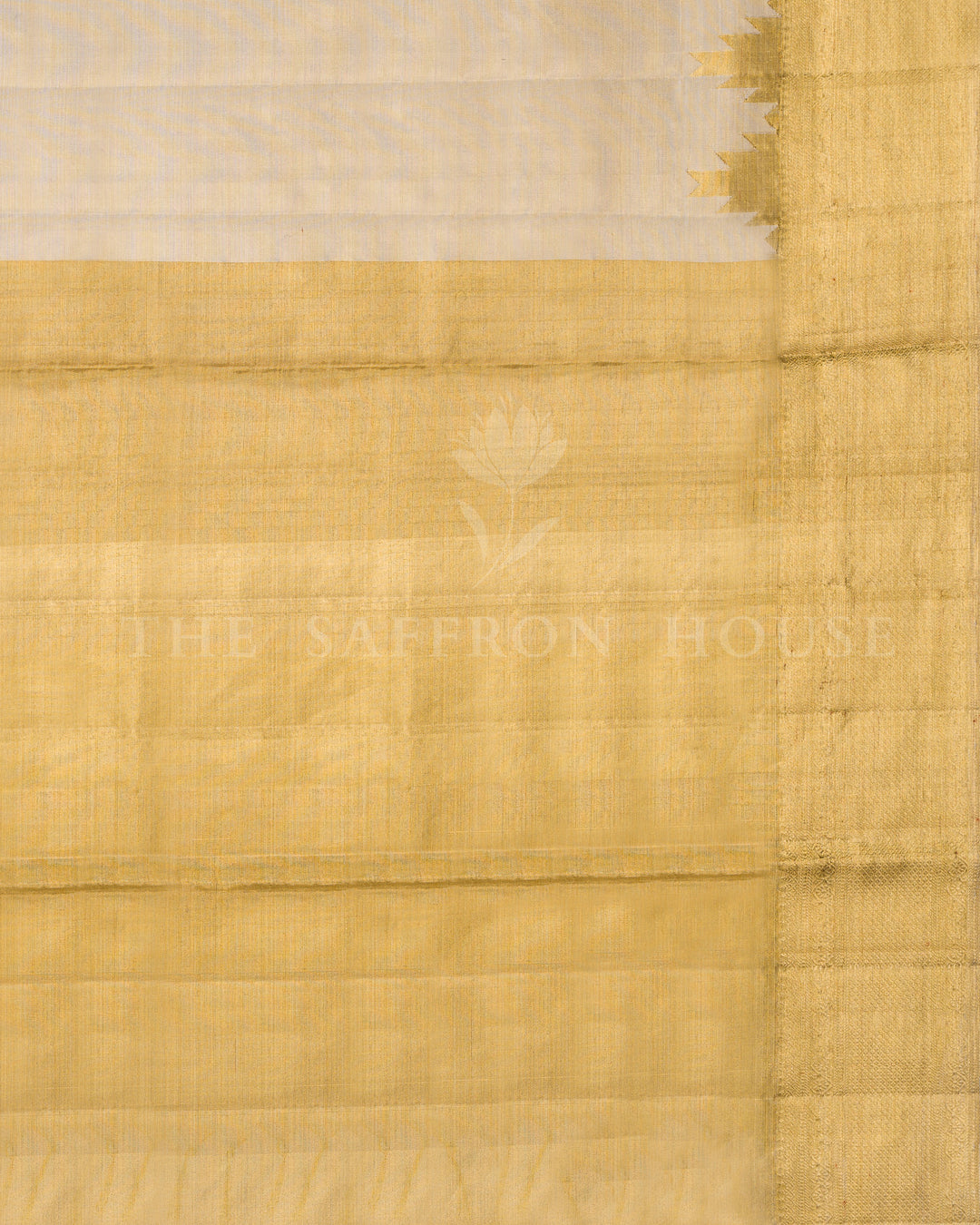 Ivory And Antique Gold Kanjivaram Silk Saree – The Saffron House