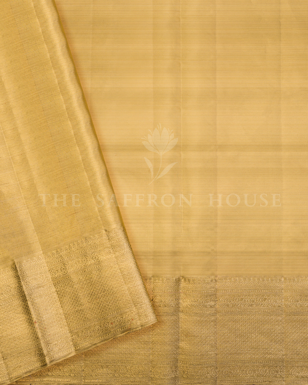 Ivory And Antique Gold Kanjivaram Silk Saree – The Saffron House
