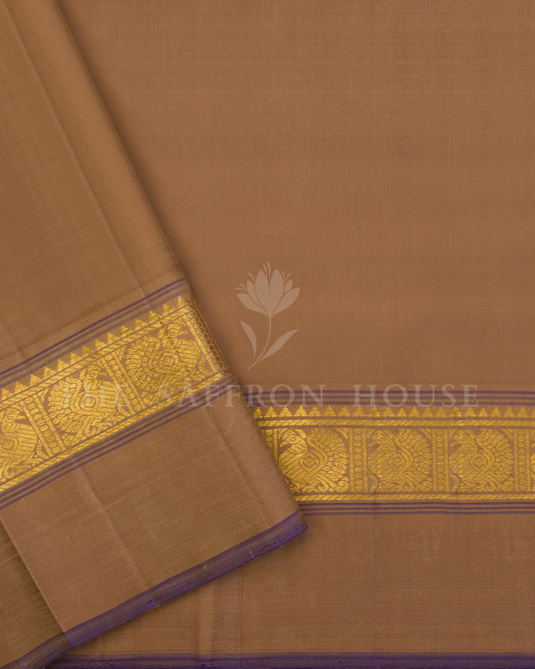 Ivory And Sand Beige Korvai Kanjivaram Silk Saree – The Saffron House