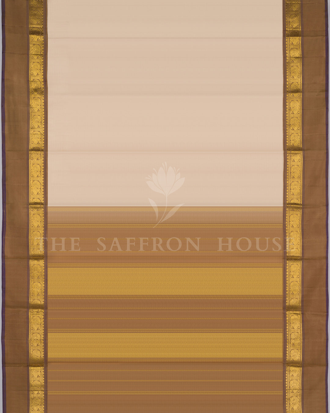 Ivory And Sand Beige Korvai Kanjivaram Silk Saree – The Saffron House