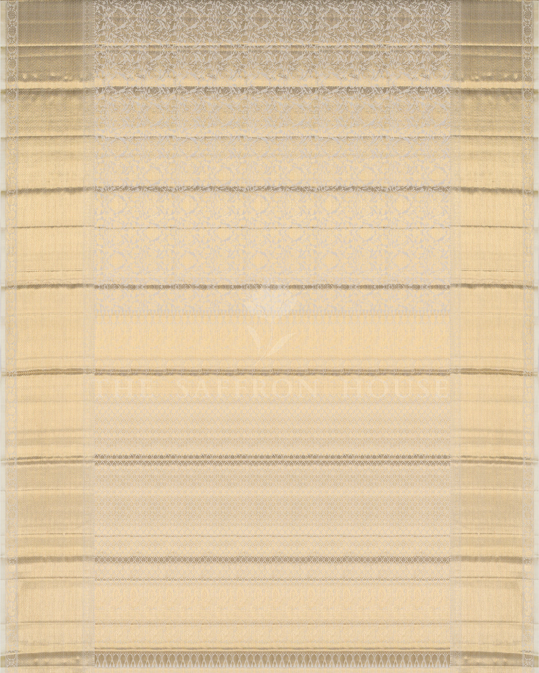 Ivory Kanjivaram Silk Saree – The Saffron House