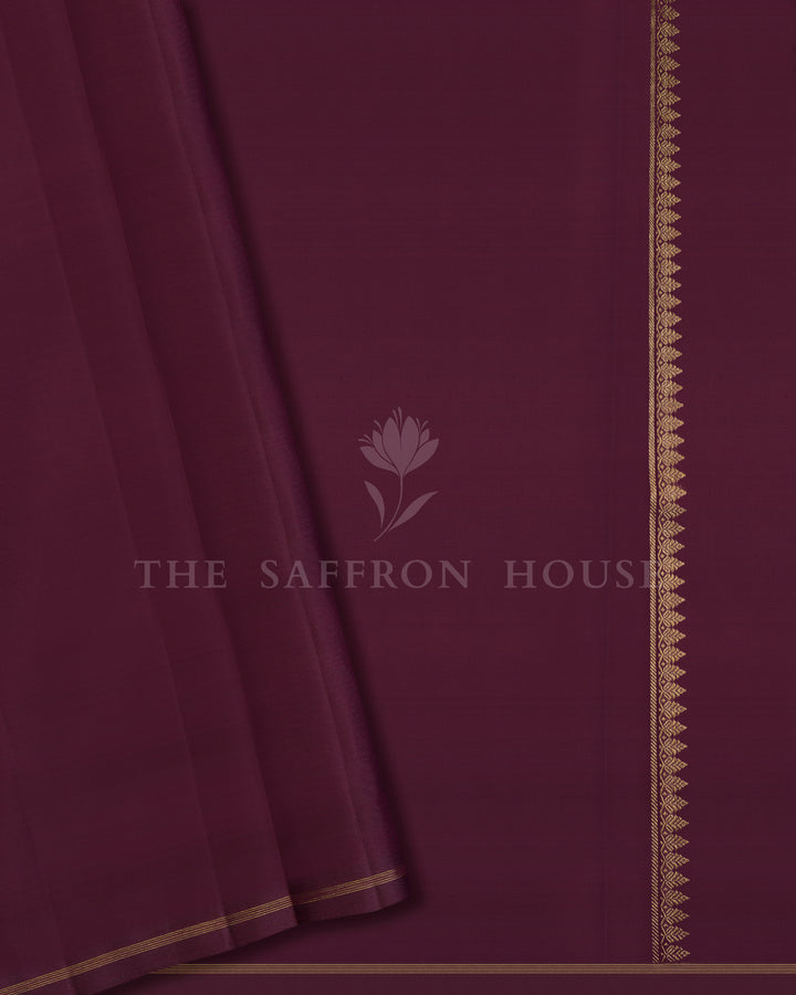 Lavender And Burgundy Maroon Kanjivaram Silk Saree – The Saffron House