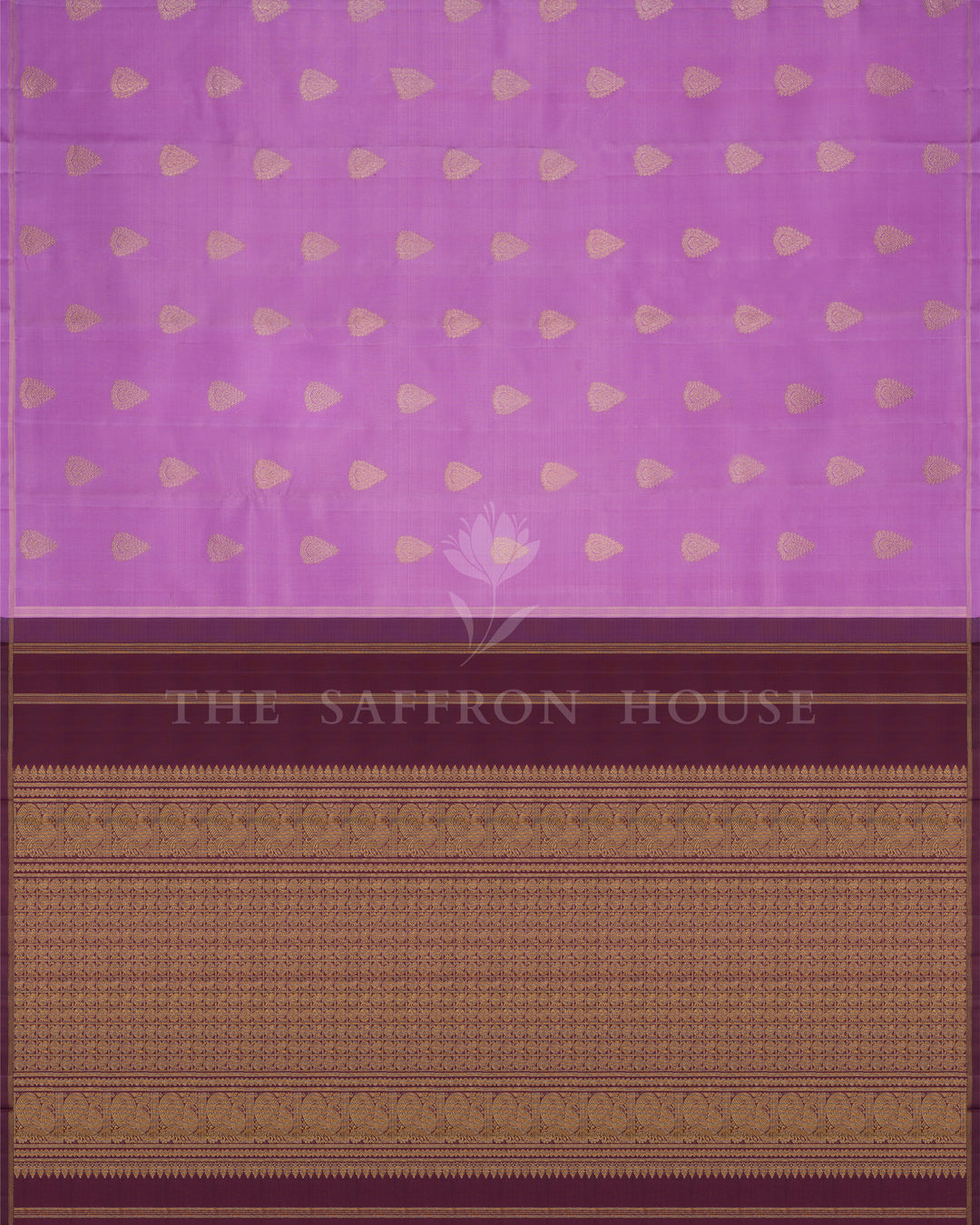 Lavender And Burgundy Maroon Kanjivaram Silk Saree – The Saffron House
