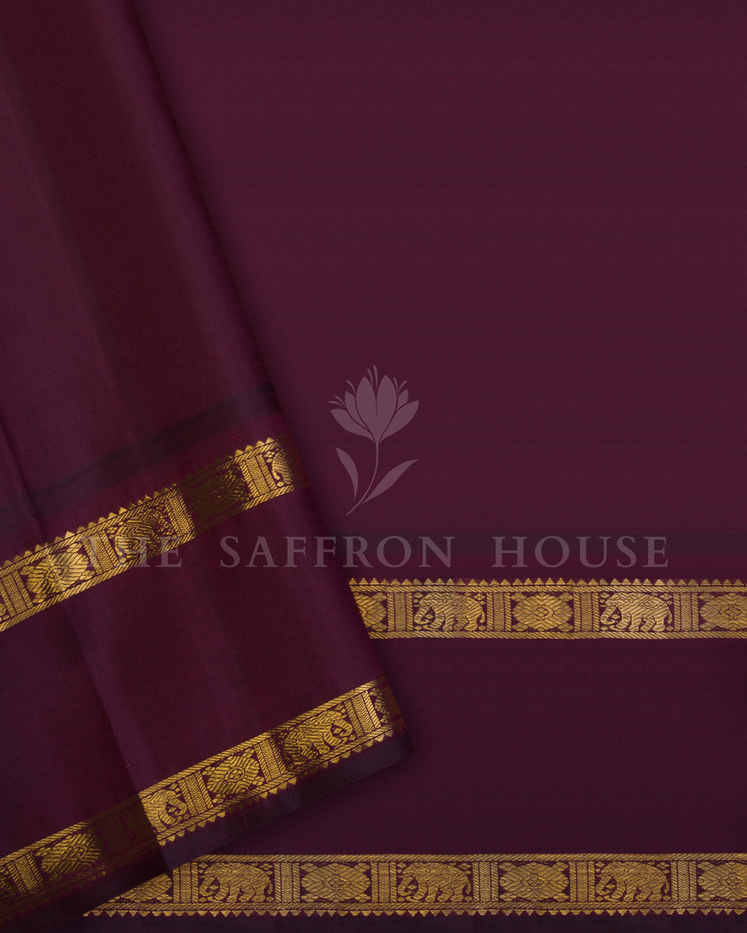 Mustard Gold And Burgundy Maroon Kanjivaram Silk Saree – The Saffron House