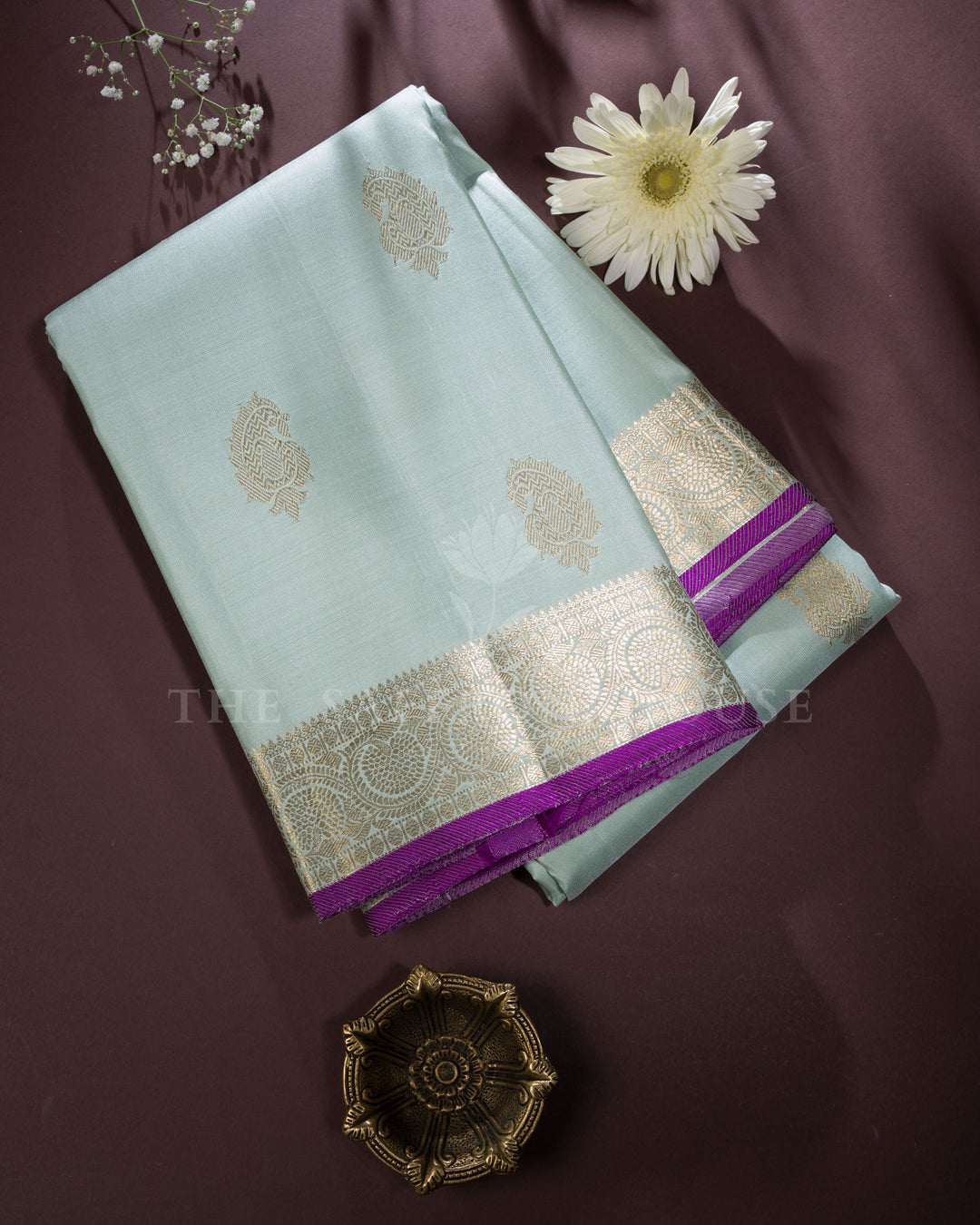 Aqua Blue And Blue Kanjivaram Silk Saree – The Saffron House
