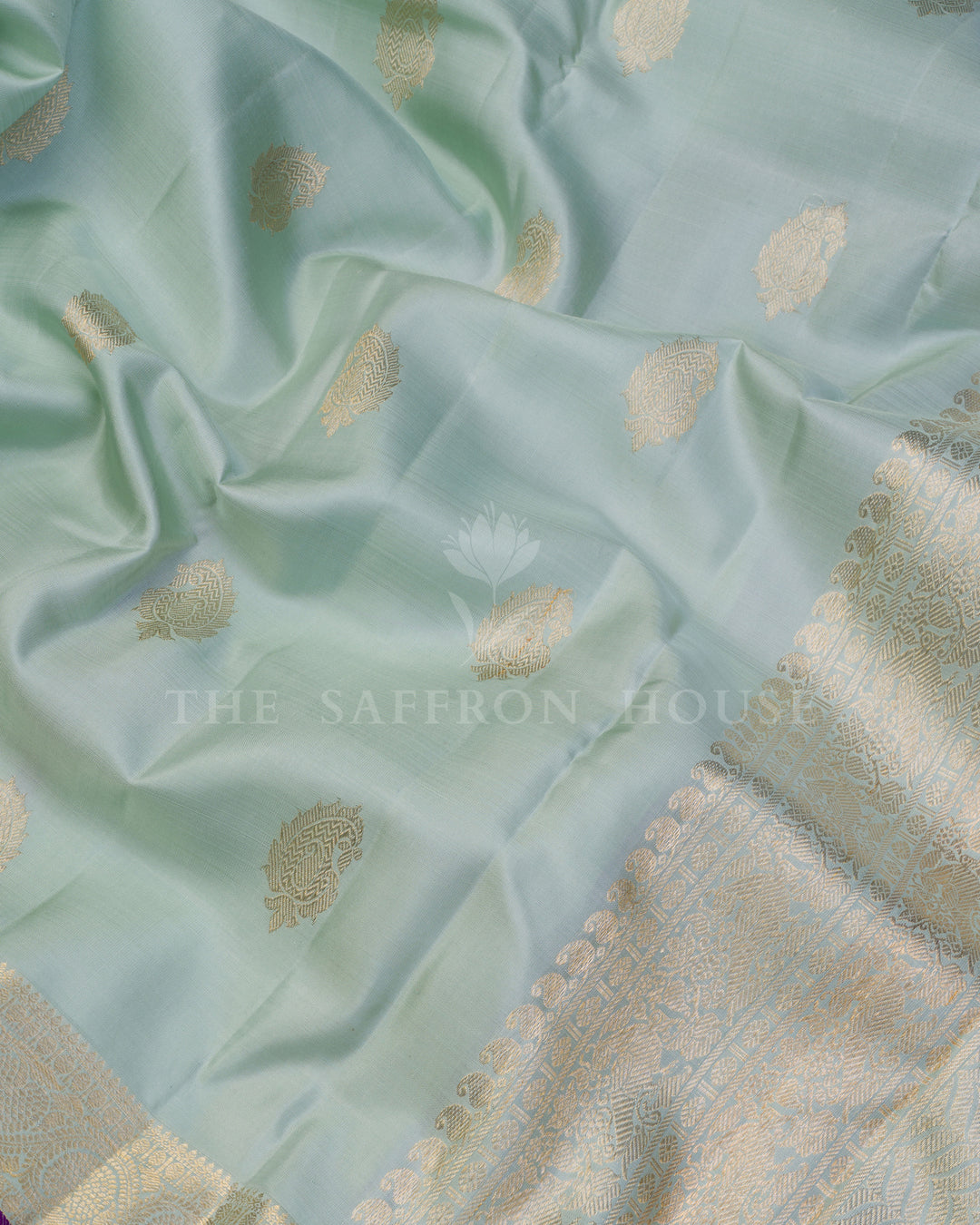 Aqua Blue And Blue Kanjivaram Silk Saree – The Saffron House