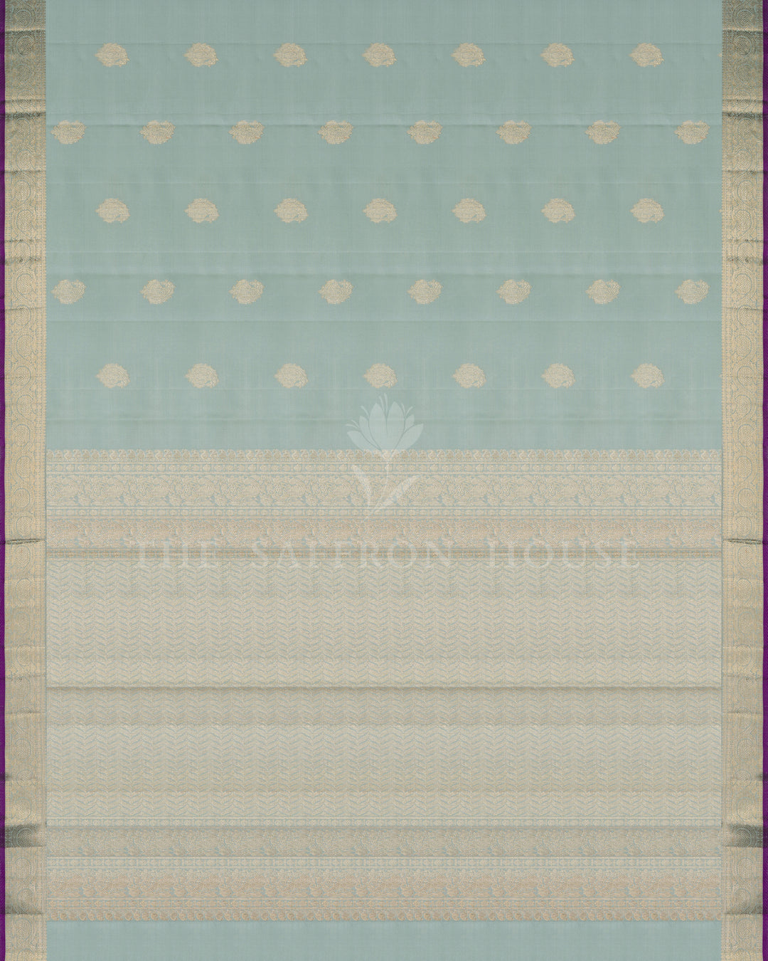 Aqua Blue And Blue Kanjivaram Silk Saree – The Saffron House