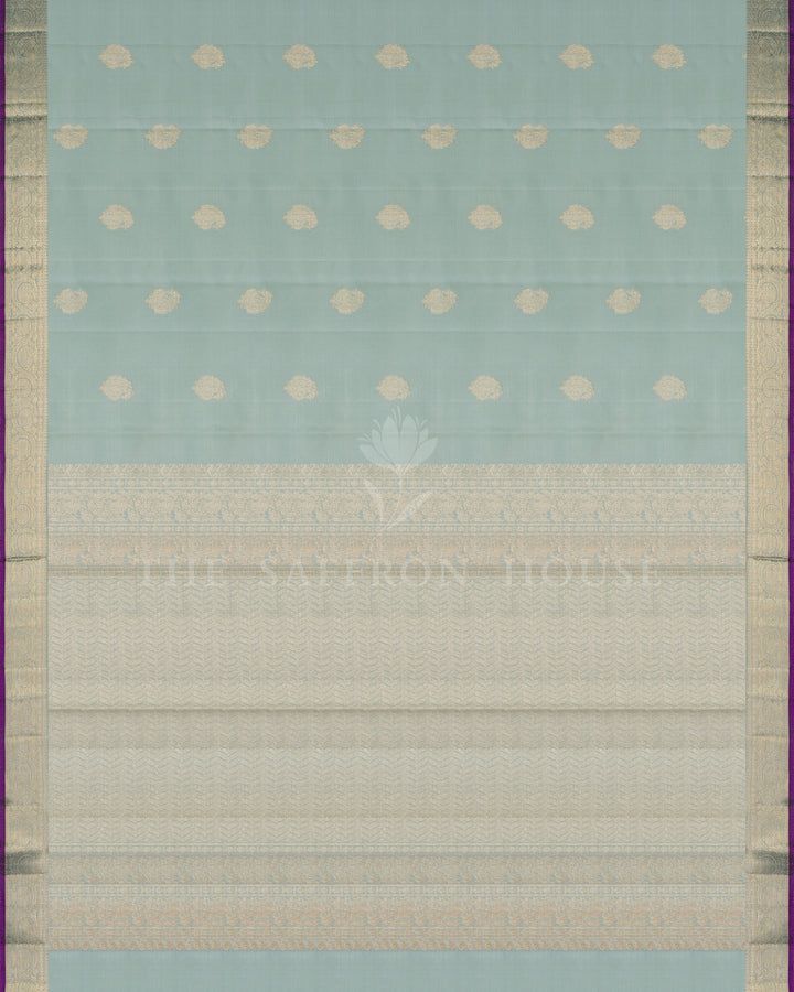 Aqua Blue And Blue Kanjivaram Silk Saree – The Saffron House