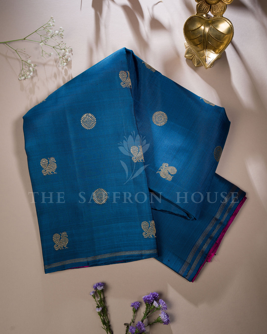 Blue Kanjivaram Silk Saree – The Saffron House