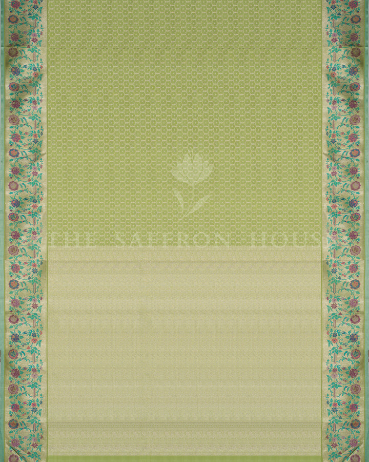 Pistachio Green Kanjivaram Silk Saree – The Saffron House