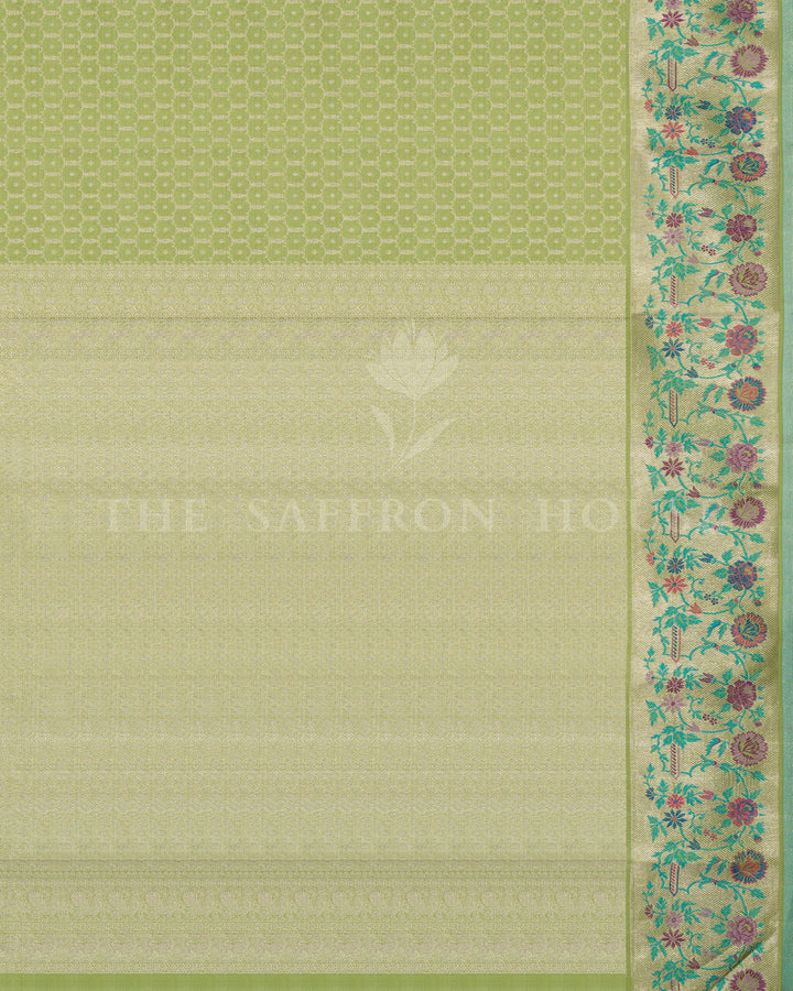 Pistachio Green Kanjivaram Silk Saree – The Saffron House