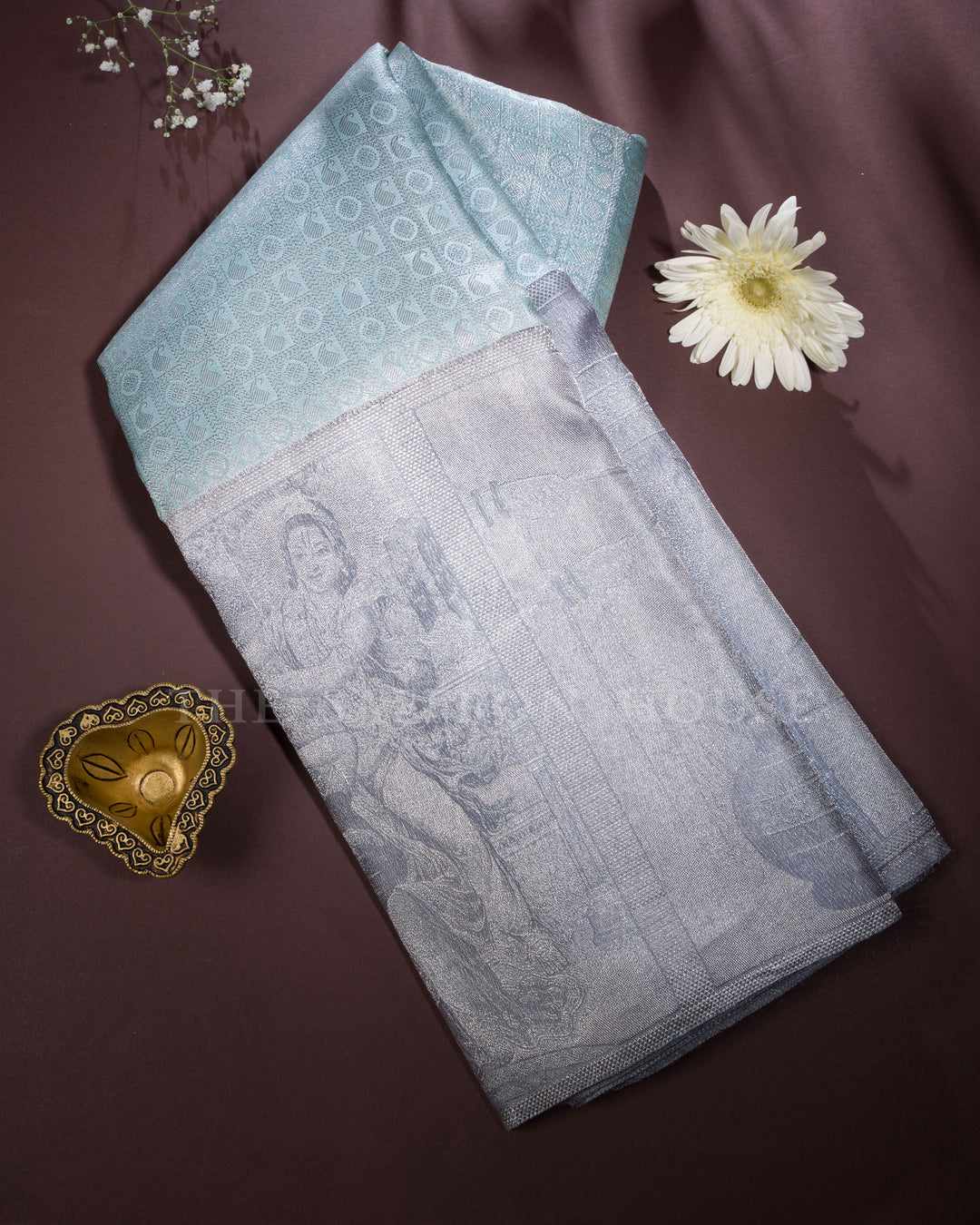 Blue And Slate Grey Korvai Kanjivaram Silk Saree – The Saffron House