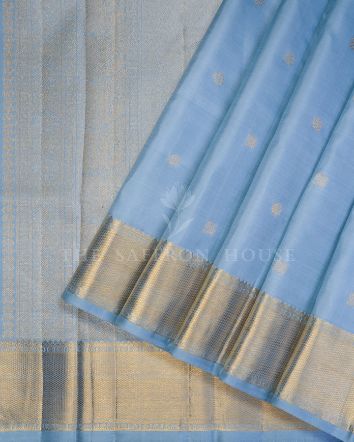 Powder Blue And Blue Kanjivaram Silk Saree – The Saffron House