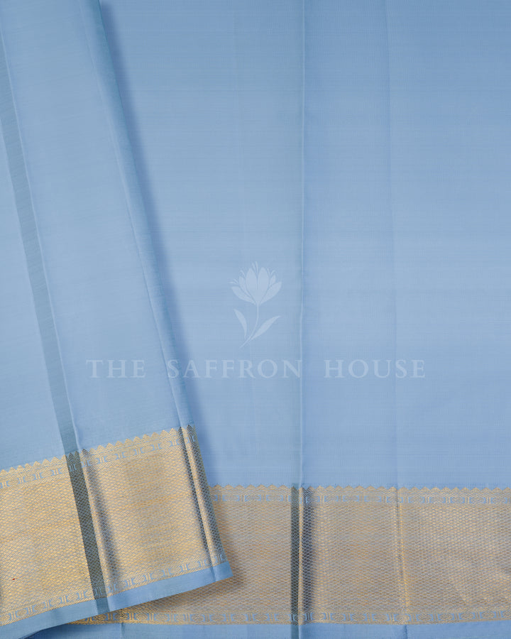 Powder Blue And Blue Kanjivaram Silk Saree – The Saffron House