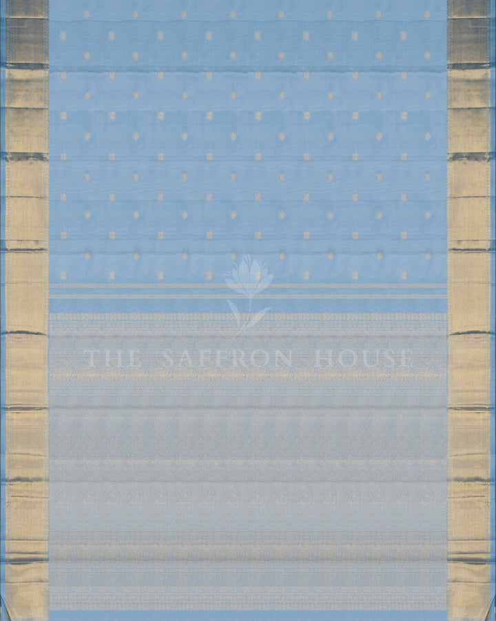 Powder Blue And Blue Kanjivaram Silk Saree – The Saffron House