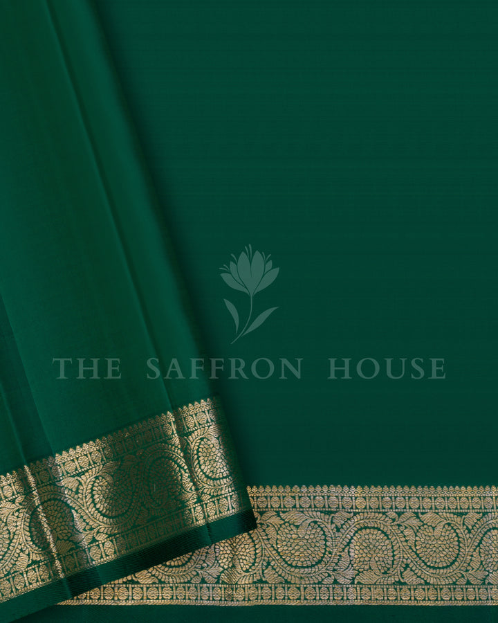 Green Kanjivaram Silk Saree – The Saffron House