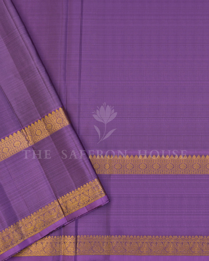 Bottle Green And Violet Kanjivaram Silk Saree – The Saffron House