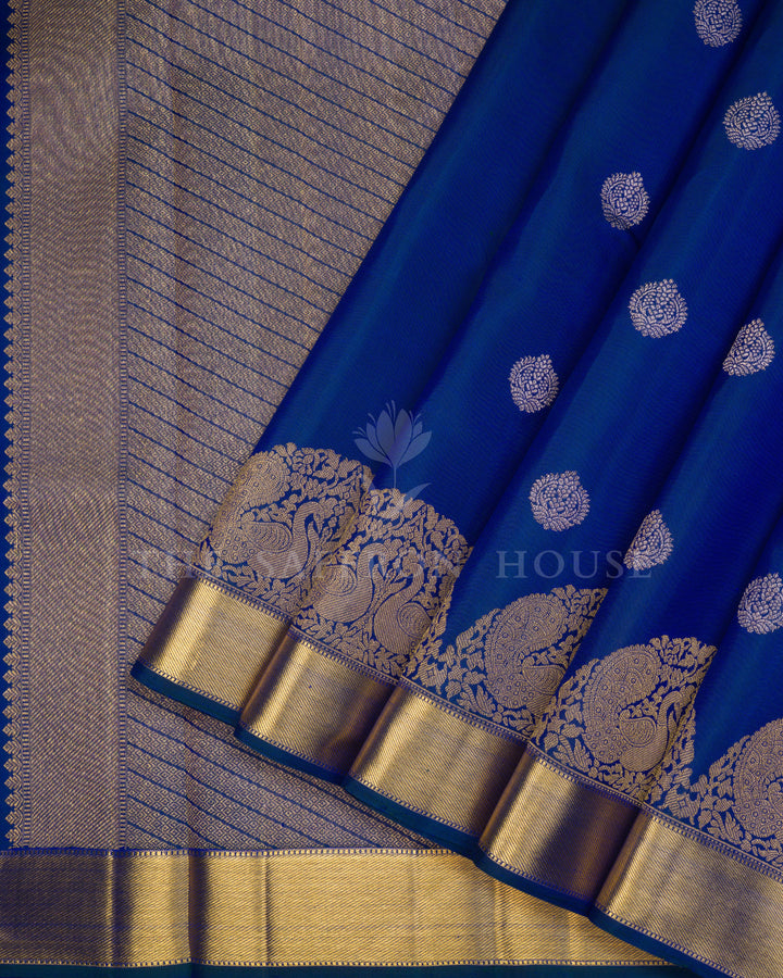 Royal Blue Kanjivaram Silk Saree – The Saffron House