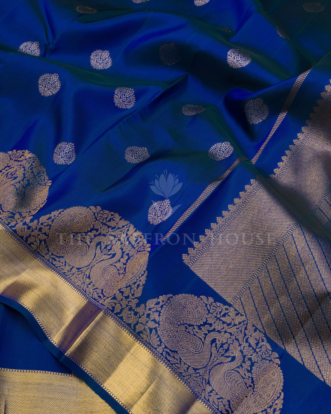 Royal Blue Kanjivaram Silk Saree – The Saffron House