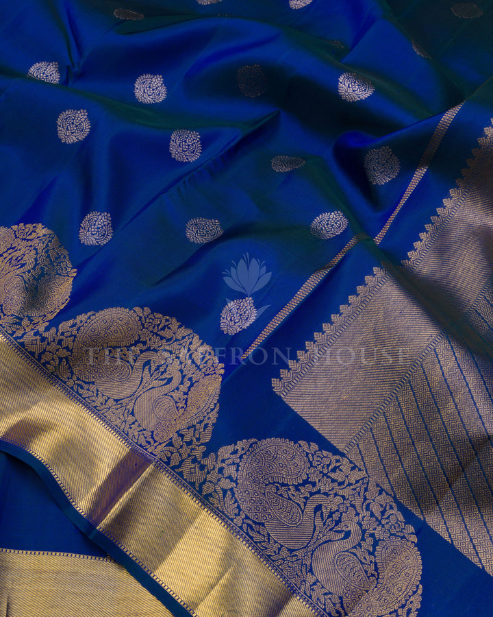 Royal Blue Kanjivaram Silk Saree – The Saffron House