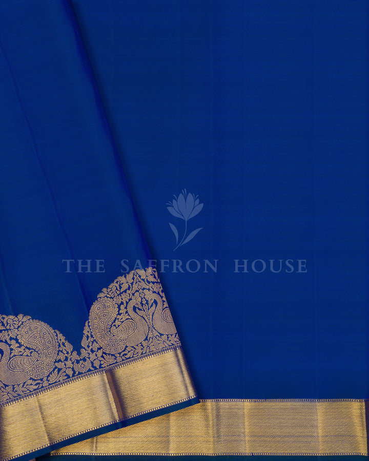 Royal Blue Kanjivaram Silk Saree – The Saffron House
