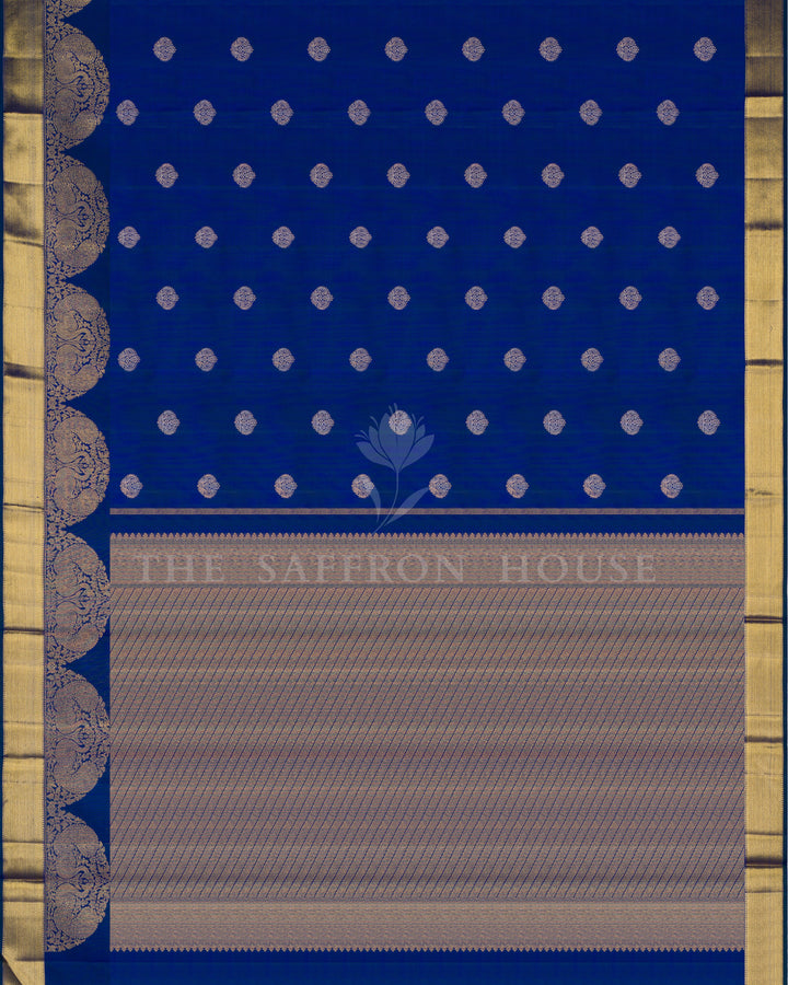 Royal Blue Kanjivaram Silk Saree – The Saffron House