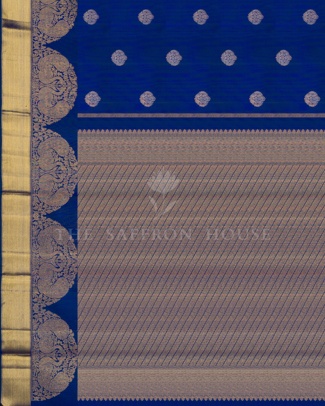 Royal Blue Kanjivaram Silk Saree – The Saffron House