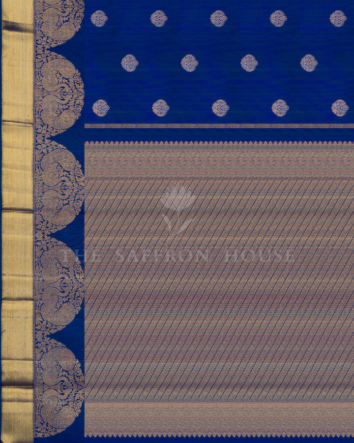 Royal Blue Kanjivaram Silk Saree – The Saffron House