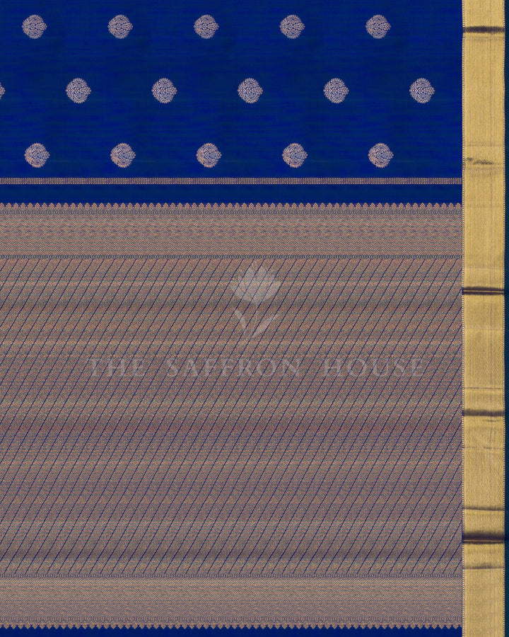 Royal Blue Kanjivaram Silk Saree – The Saffron House