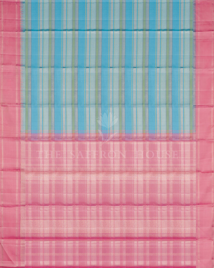 Blue And Pink Kanjivaram Silk Saree – The Saffron House