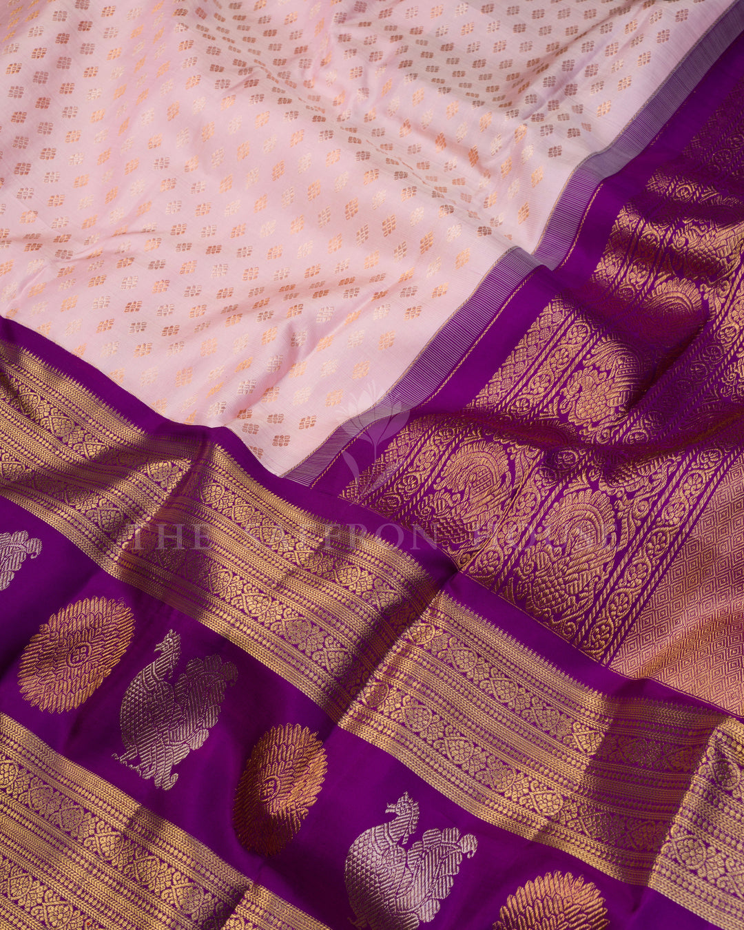 Pink And Violet Korvai Kanjivaram Silk Saree – The Saffron House