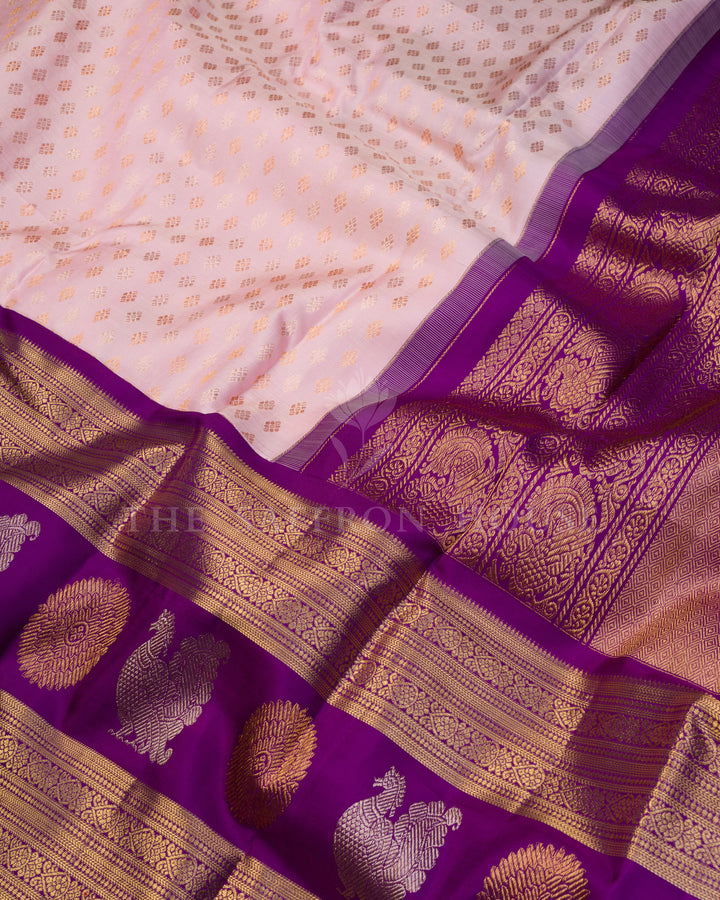 Pink And Violet Korvai Kanjivaram Silk Saree – The Saffron House