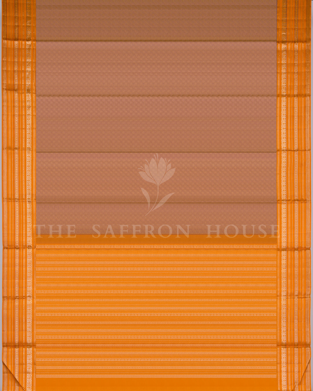 Warm Brown And Marigold Kanjivaram Silk Saree – The Saffron House
