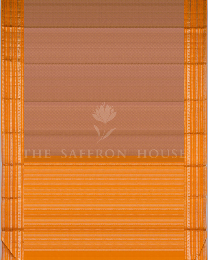 Warm Brown And Marigold Kanjivaram Silk Saree – The Saffron House