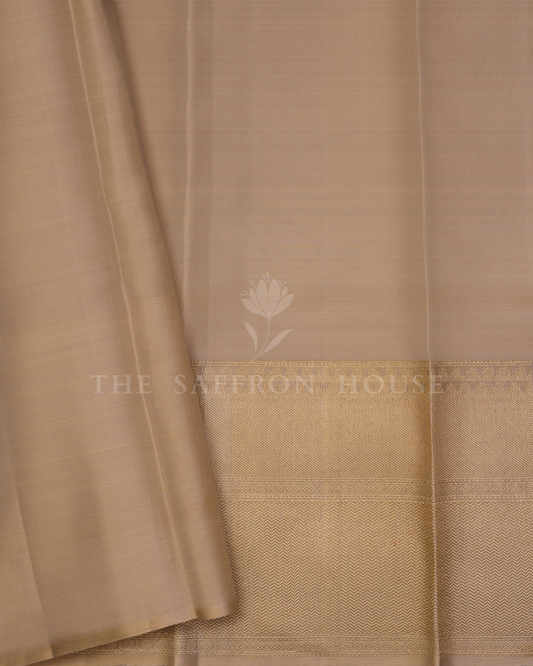 Sand Beige And Antique Gold Kanjivaram Silk Saree – The Saffron House
