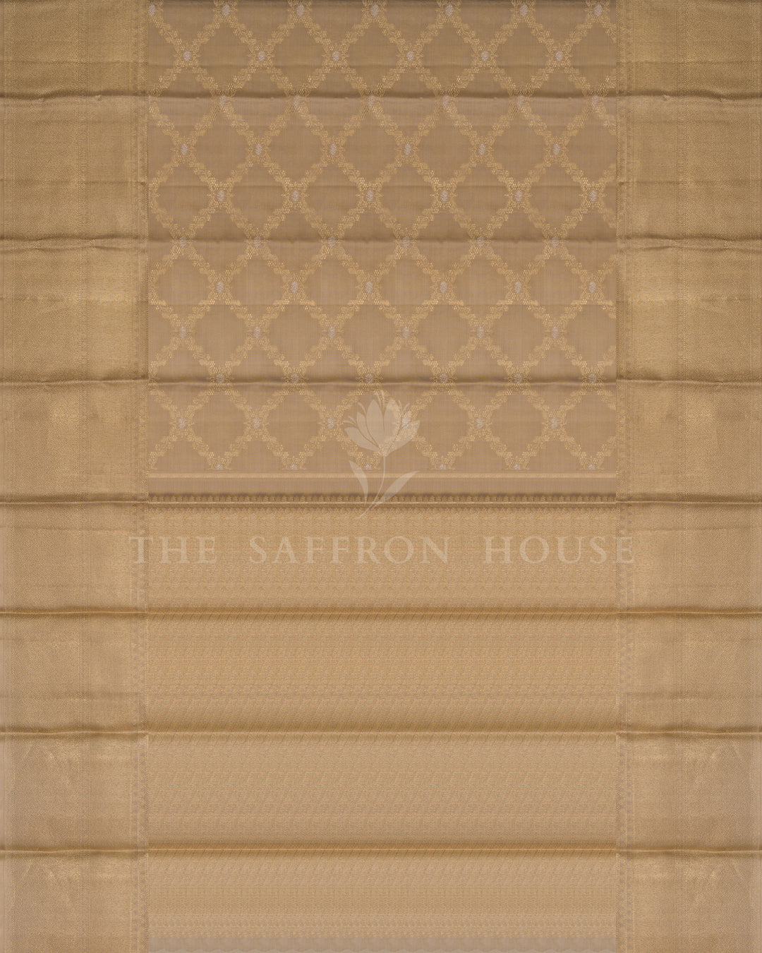 Sand Beige And Antique Gold Kanjivaram Silk Saree – The Saffron House