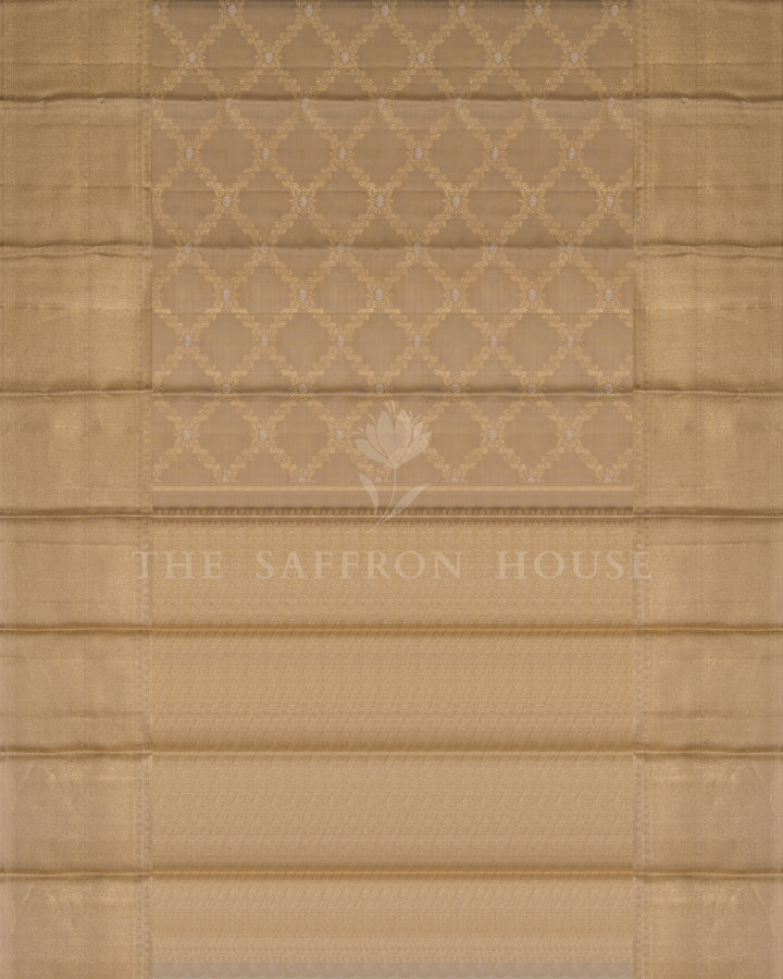 Sand Beige And Antique Gold Kanjivaram Silk Saree – The Saffron House