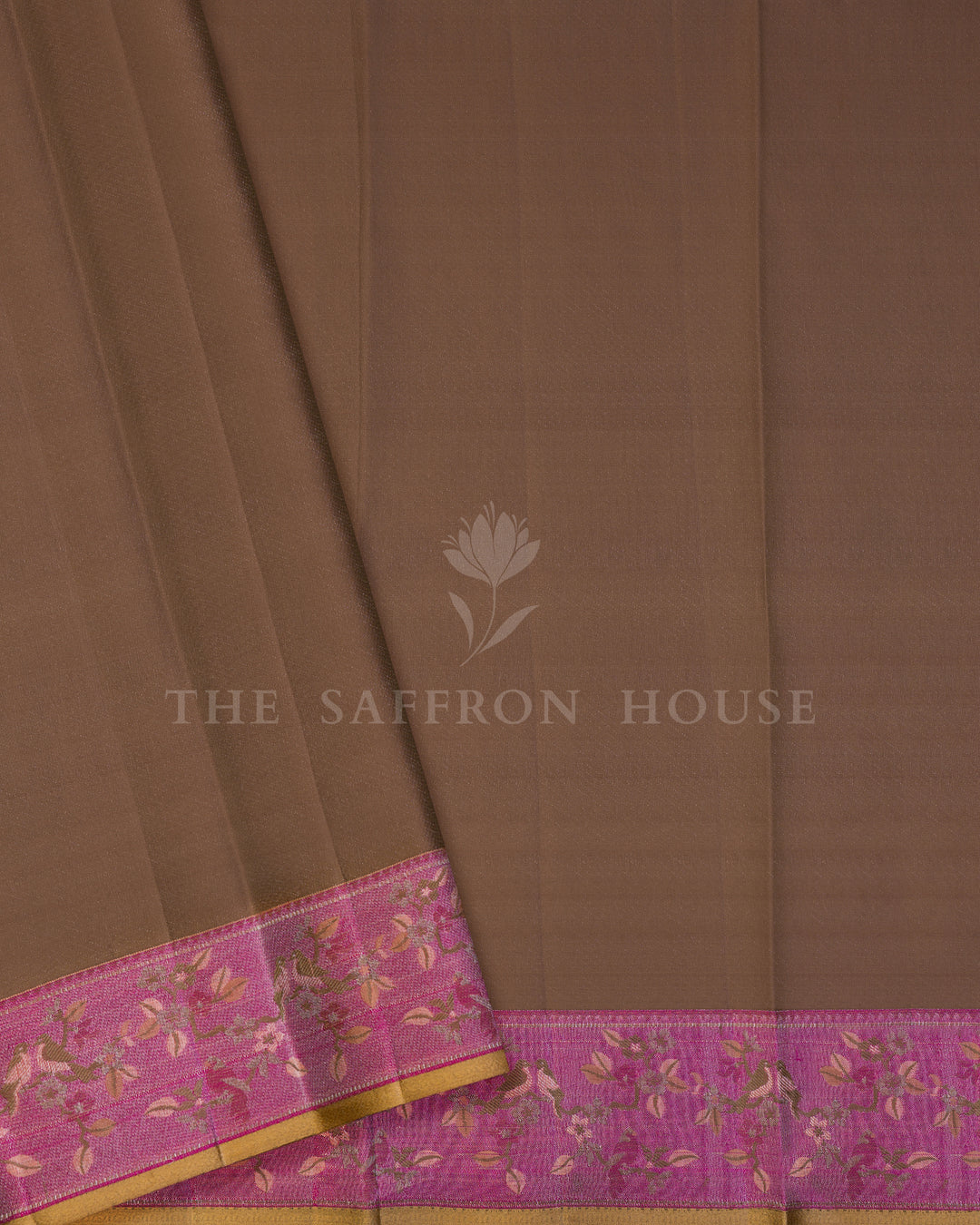 Warm Brown And Mauve Kanjivaram Silk Saree – The Saffron House