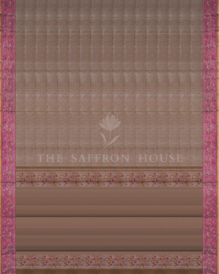 Warm Brown And Mauve Kanjivaram Silk Saree – The Saffron House