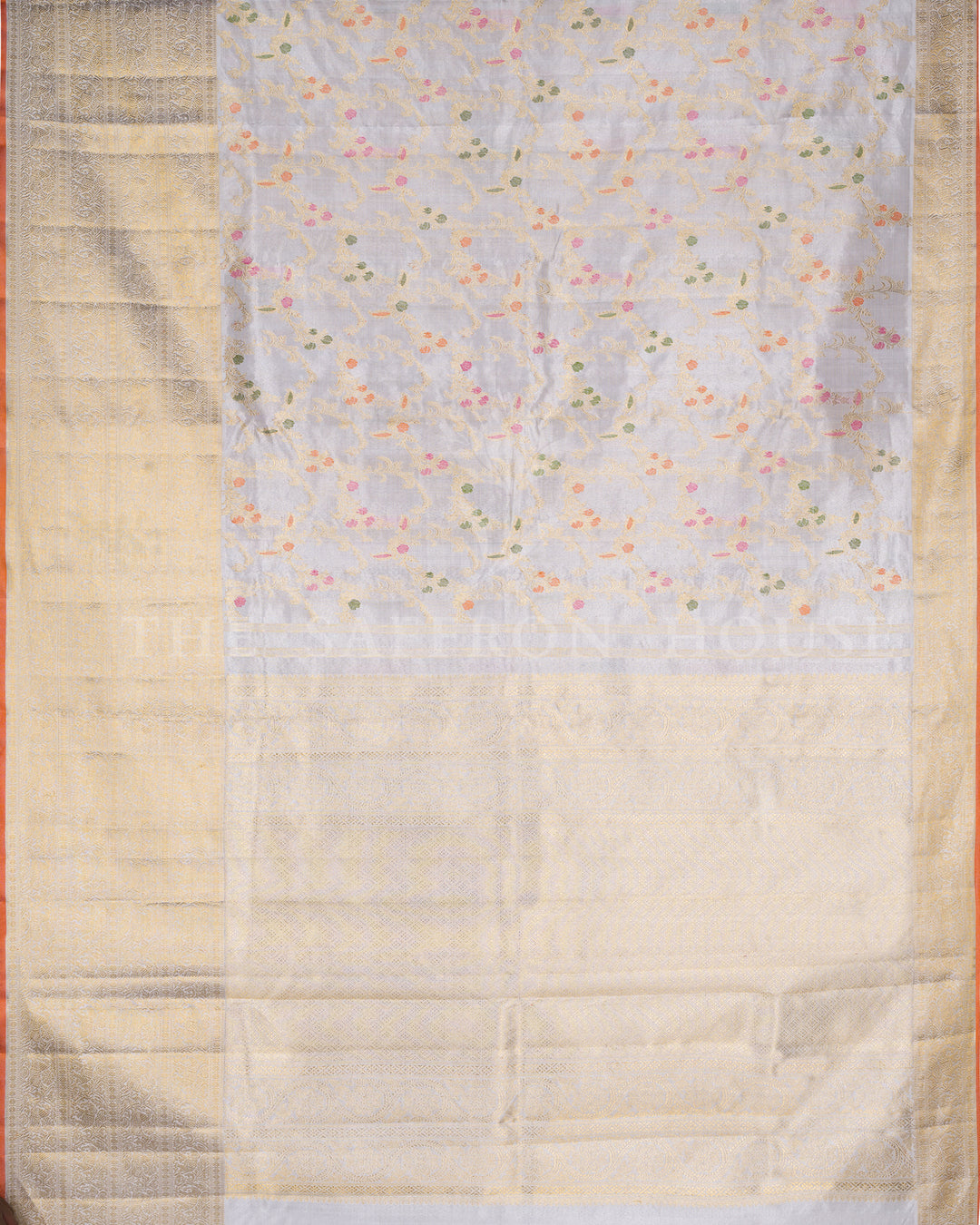 Pure White Kanjivaram Silk Saree – The Saffron House