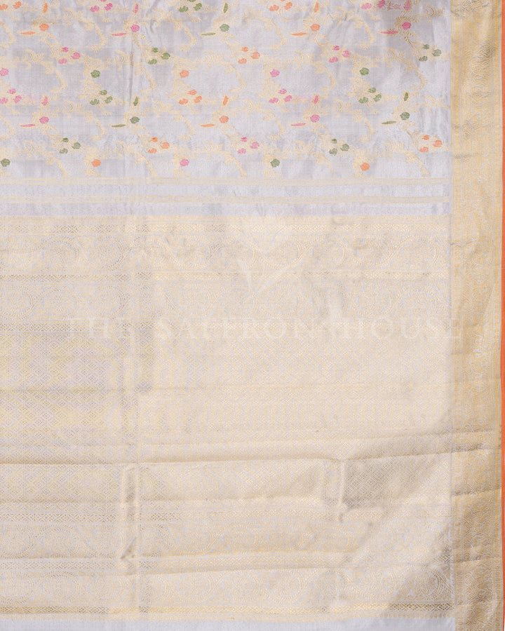 Pure White Kanjivaram Silk Saree – The Saffron House