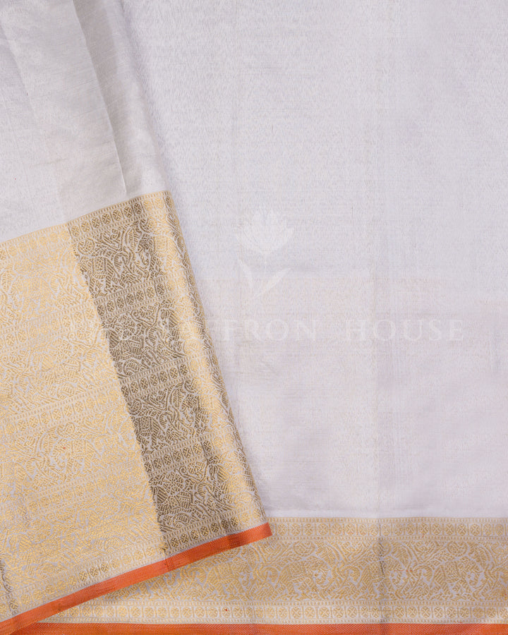 Pure White Kanjivaram Silk Saree – The Saffron House
