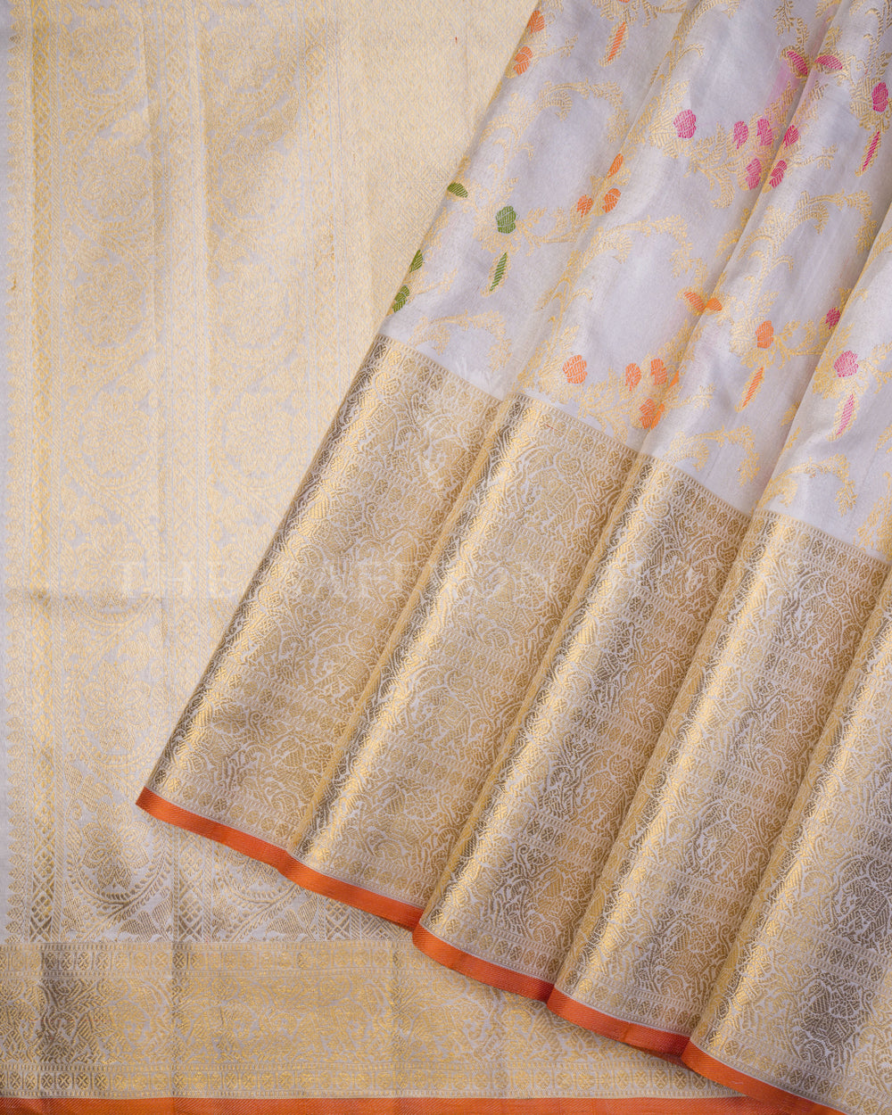 Pure White Kanjivaram Silk Saree – The Saffron House