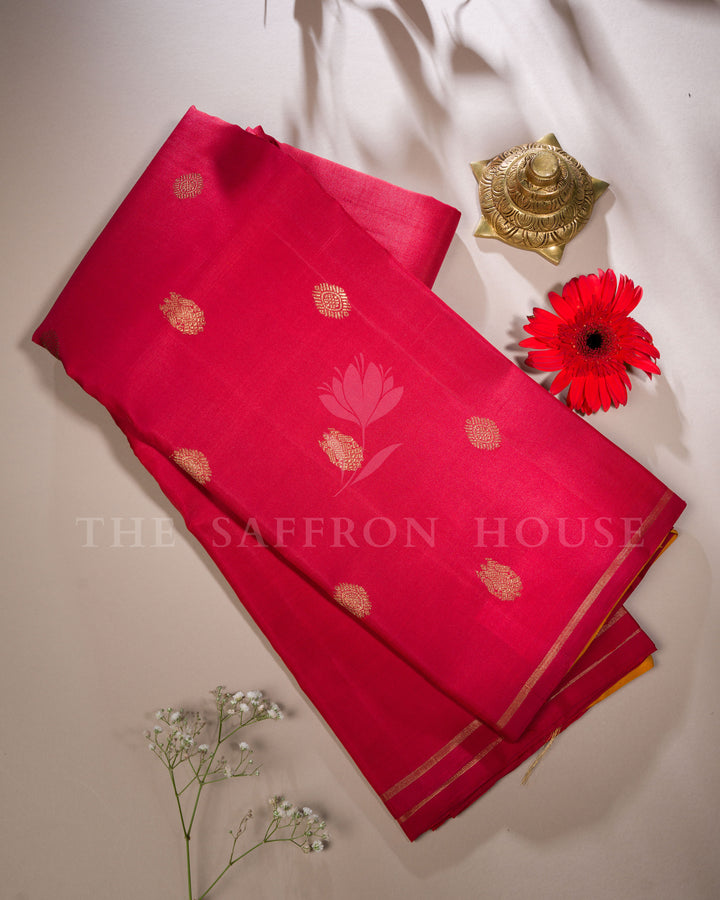 Red And Crimson Red Kanjivaram Silk Saree – The Saffron House