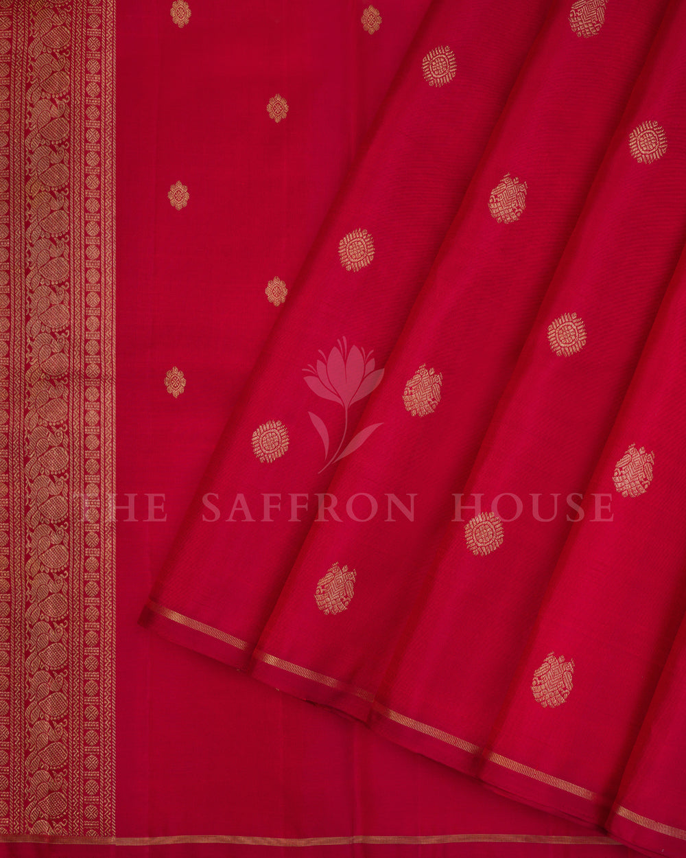 Red And Crimson Red Kanjivaram Silk Saree – The Saffron House