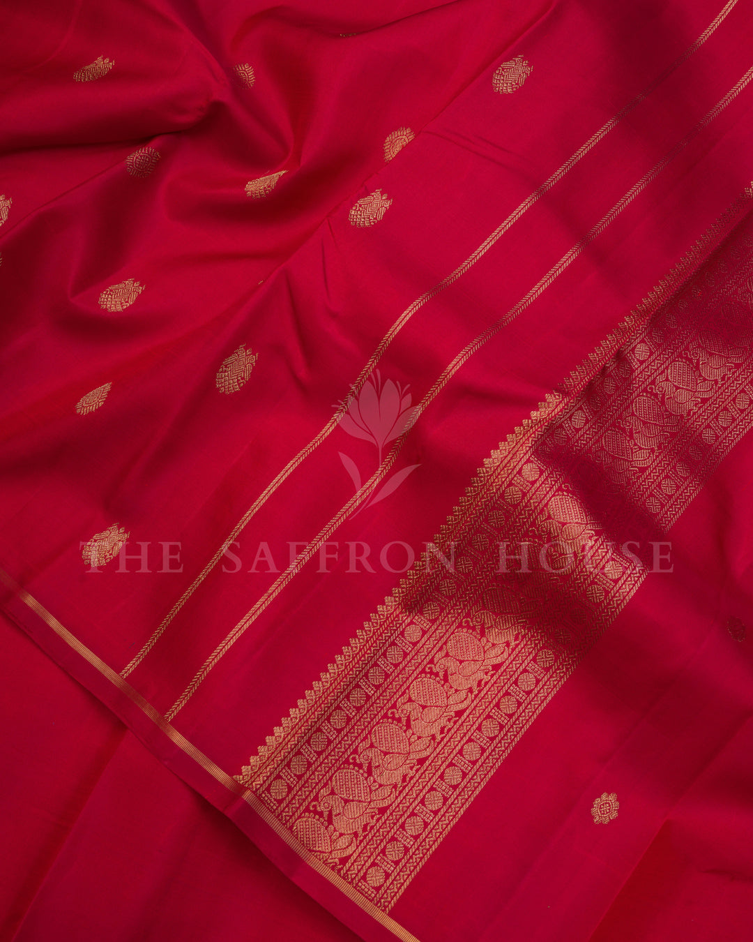 Red And Crimson Red Kanjivaram Silk Saree – The Saffron House