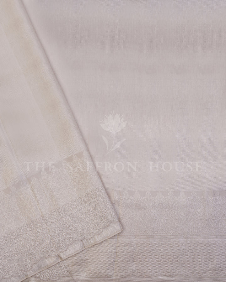 Ivory And Pure White Kanjivaram Silk Saree – The Saffron House
