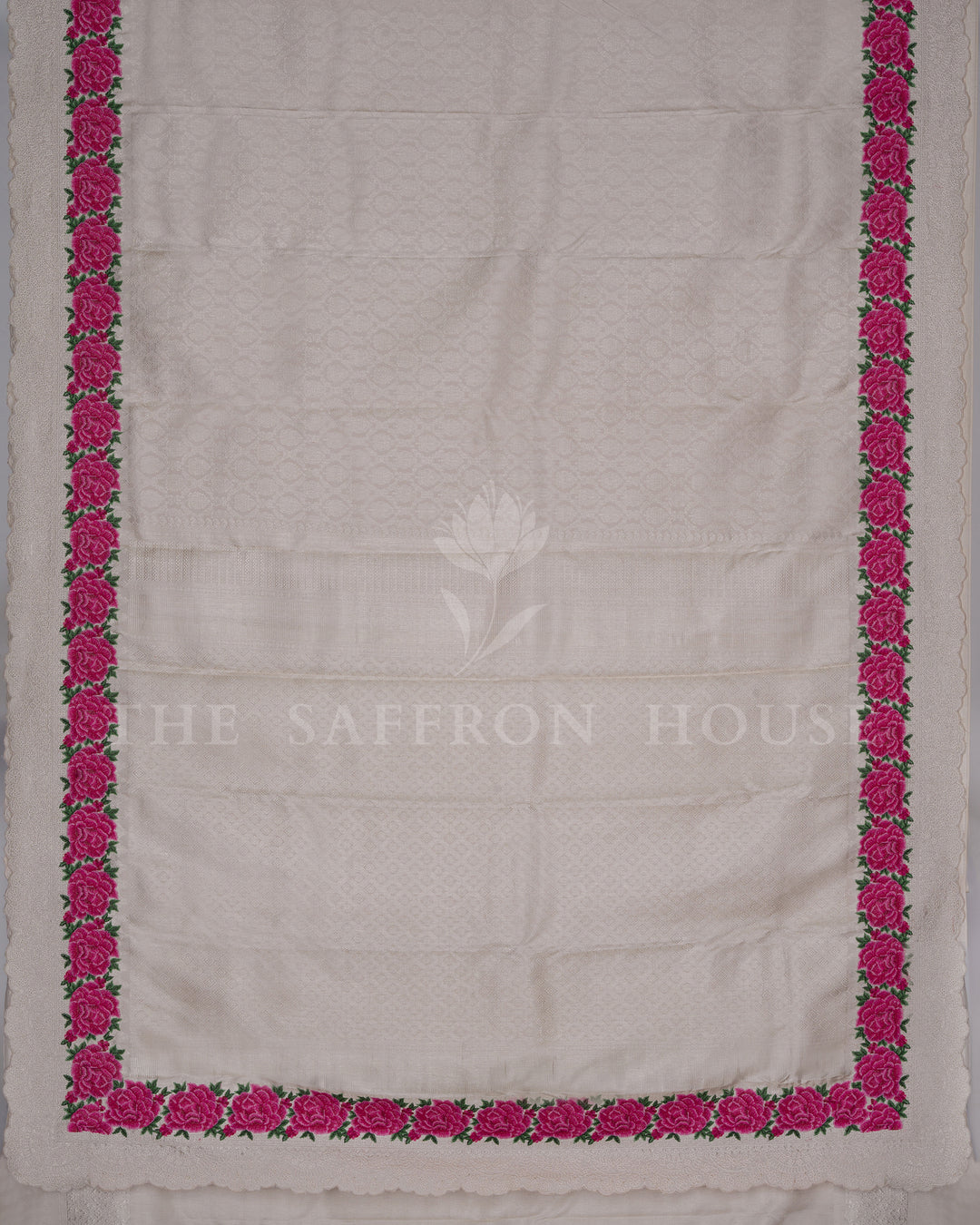 Ivory And Pure White Kanjivaram Silk Saree – The Saffron House