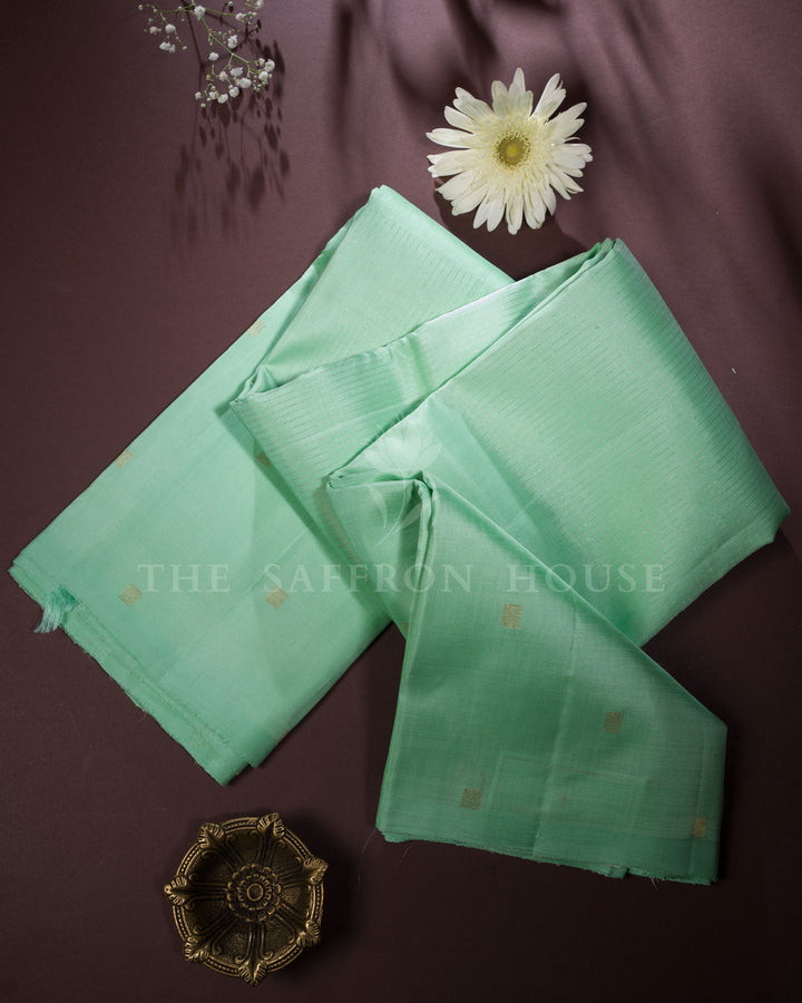 Mint And Green Kanjivaram Silk Saree – The Saffron House