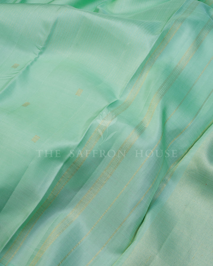Mint And Green Kanjivaram Silk Saree – The Saffron House